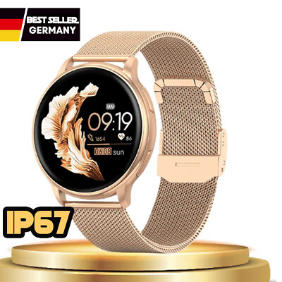 Smartwatch Damen Android IOS Smart Uhr Blutdruck Herz Rate Fitness Tracker IP67