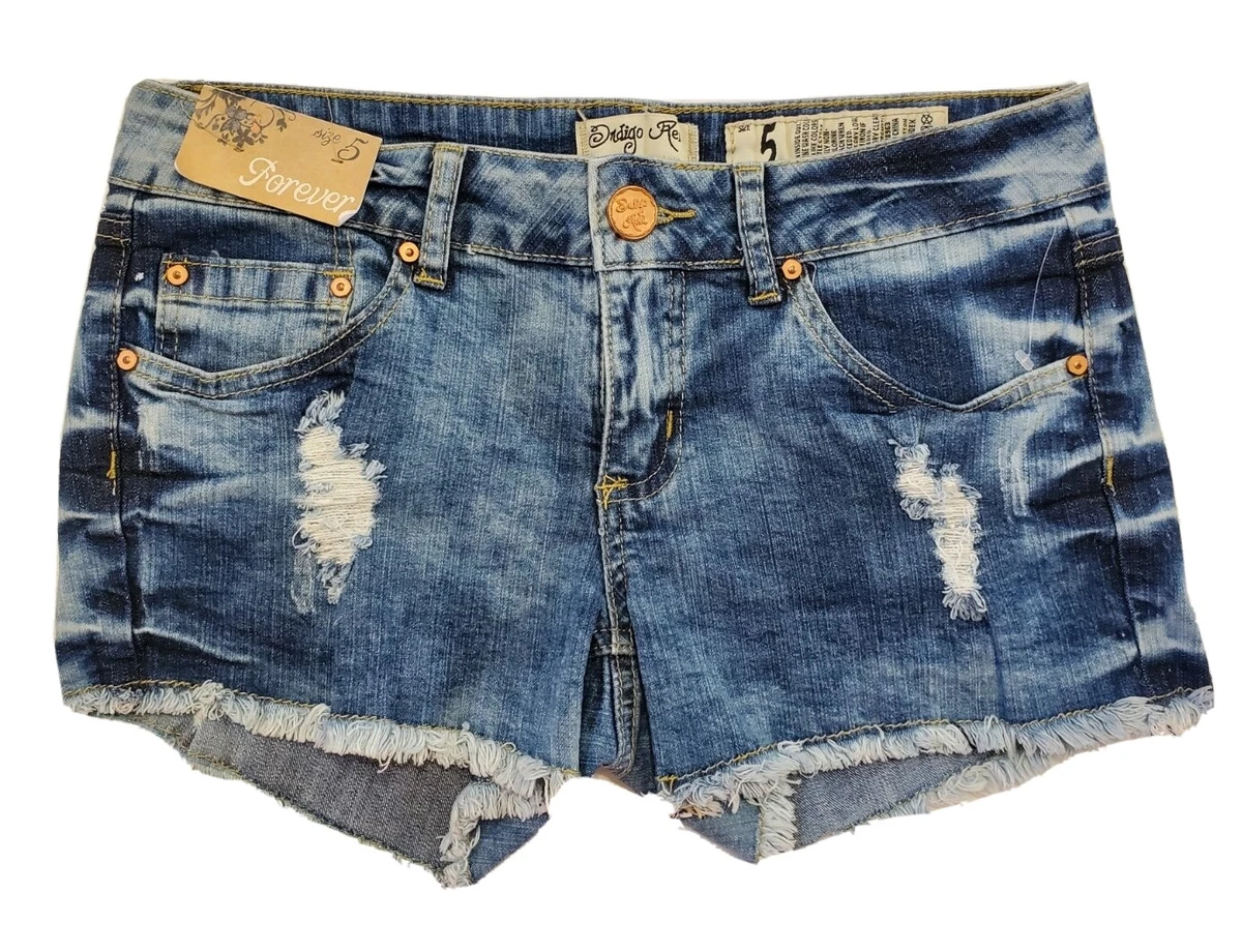 Cute Low Rise Denim Shorts, Frayed Mini Denim Shorts