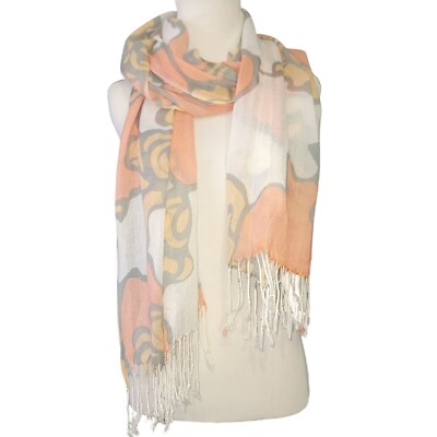 Womens Floral Patterned Lightweight Scarf With Fringe - 70'' x 27'' - Unbranded