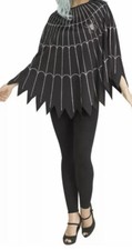 Spiderweb Poncho Adult Costume Accessory Easy Halloween Top Silver One Size NEW