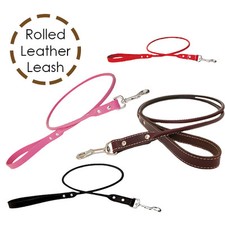 Rolled Leather Leash 4' Dog Pet Leash - Ideal for Daily Walks  Training Use