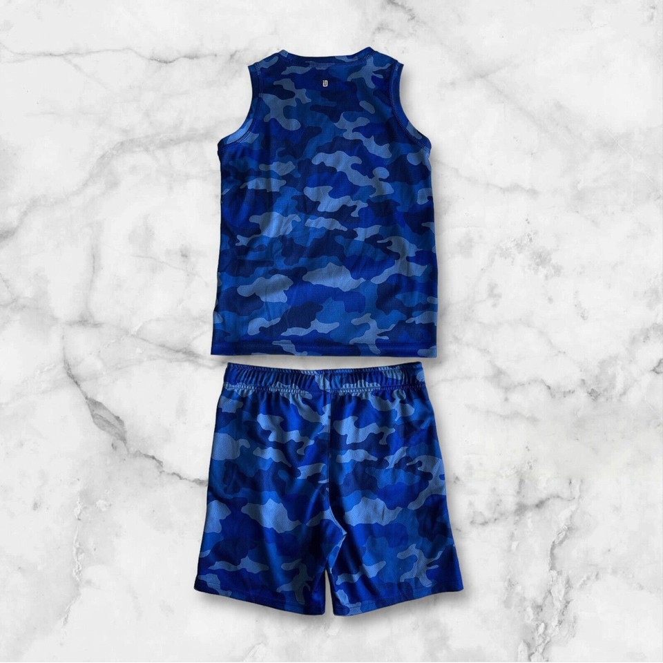 ID Ideology Boys Camo Deep Cobalt Blue Tank Top & Shorts Set Size 7 NWT