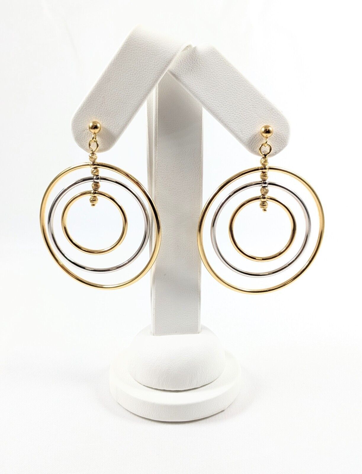 18 KT Two Tone Gold Multi-Ring Dangle Lightweight… - image 1