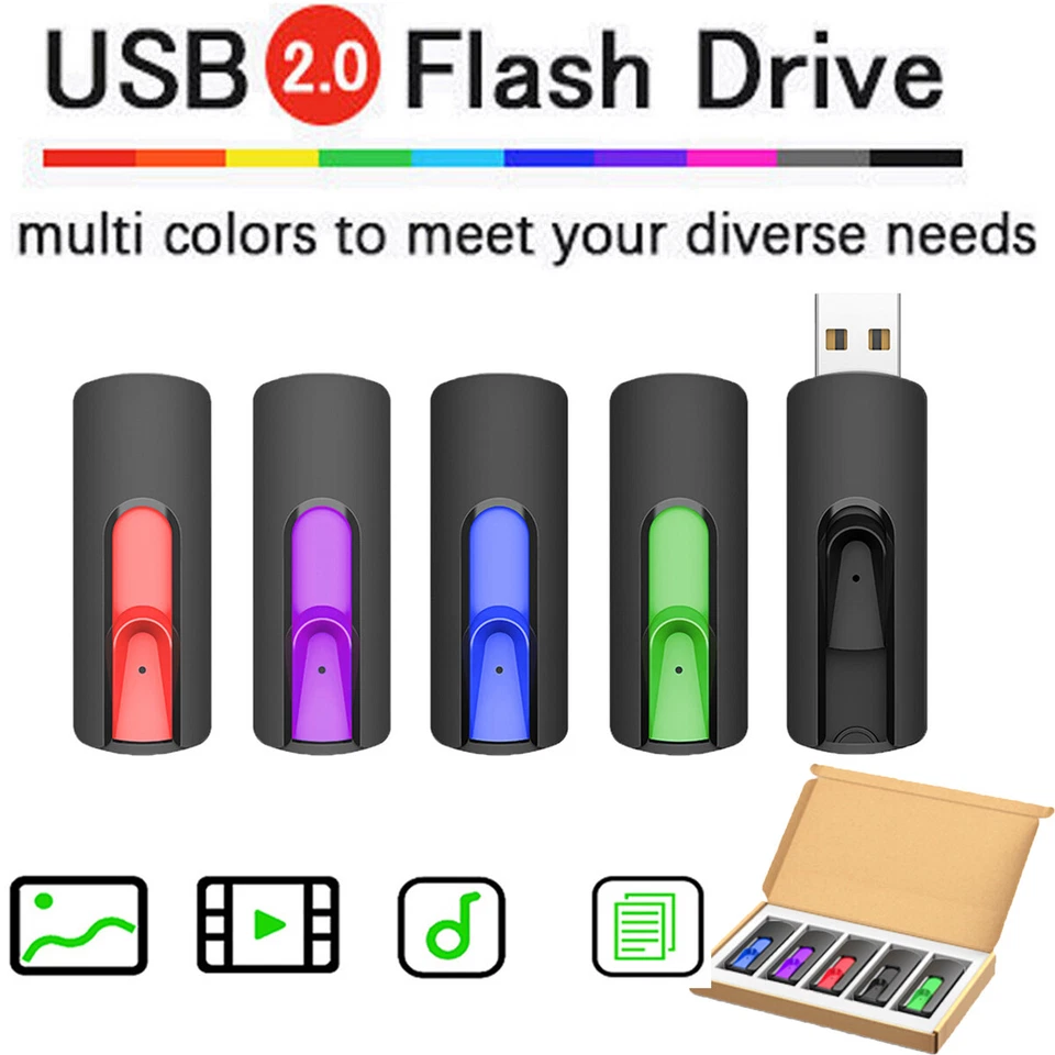 Paquete de 5/10 unidades flash USB2.0 2G/4G/8G/16G/32G/64G unidad de memoria de pulgar Foto 2 de 4