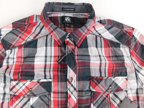 Rock & Republic Mens Designer Red Black Plaid Casual Shirt XL NEW $50 - Picture 2 of 16