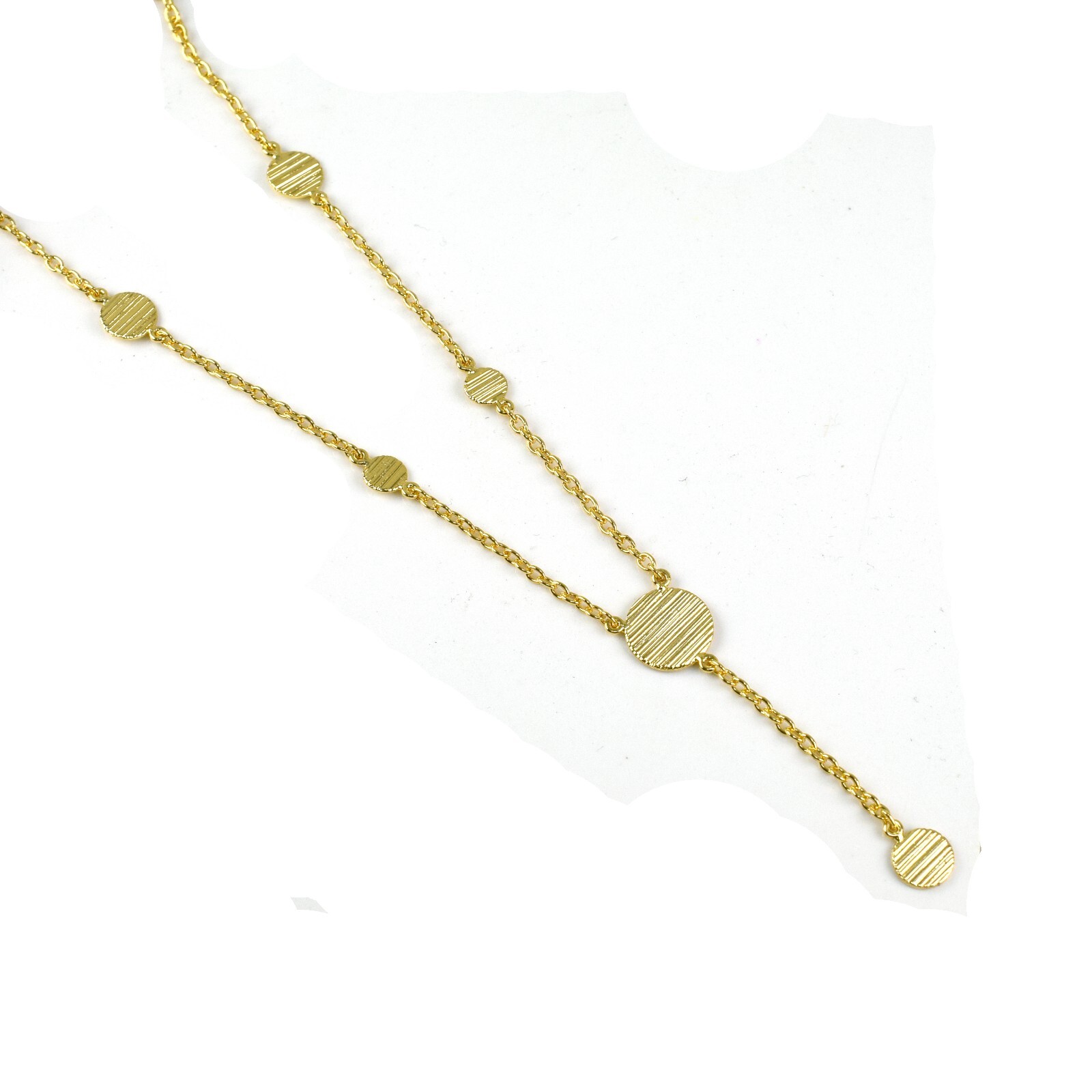 Gold Plated Matte Finish Coin Charm Chain Vintage Boho Necklace Fashion Jewelry-image