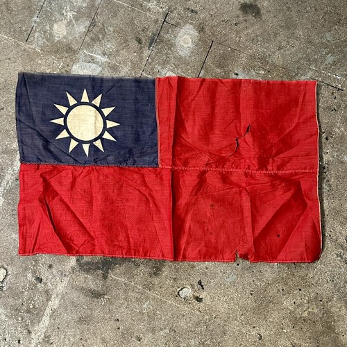 WWII Republic Of China ROC Bring Back Flag Linen Original