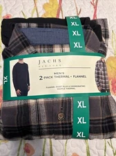 Jachs Men’s Flannel + Thermal, 2-pack   Black, Size XL