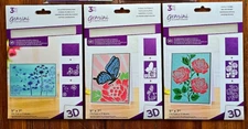 Three Gemini 5"x7" 3-pc. 3D Embossing Folders & Stencils, flowers/butterfly NEW