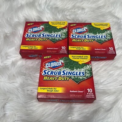 Clorox Scrub Singles Heavy Duty Scouring Pads - 3 Boxes (30 Pads)