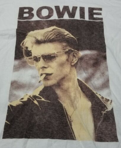 David Bowie Iconic Photo Graphic 2021 T-Shirt Men's Size  Large White Preowned - Afbeelding 1 van 9