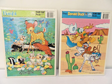 Vintage Golden Frame-Tray Puzzles Disney's Donald Duck  Bambi 11" by 8"