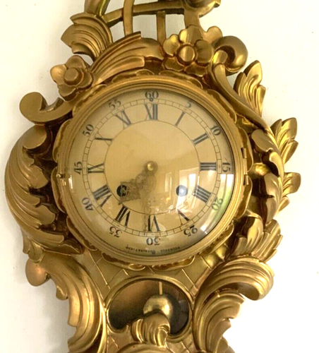 Vintage Gold Wall Clock, Westerstrand Toreboda, Gild Carved Rococo Syle 1960s - Picture 2 of 4