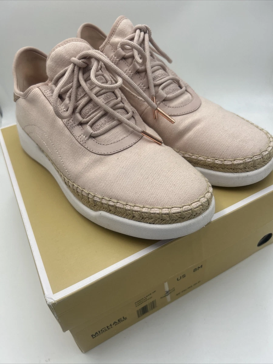 Michael Kors Finch Lace Up Canvas Sneakers 8M Soft Pink And Rose