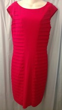Adrianna Papell Dress Size US 6 Pink Sheath Tiered Round Neck Cap Sleeve Stretch