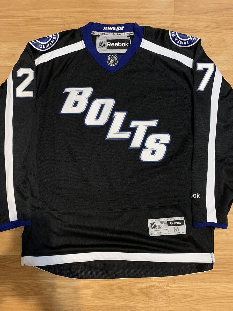 Reebok Drouin Tampa Bay Lightning Bolts NHL Jersey Black Reebok Drouin Tampa Bay Lightning Bolts NHL Jersey Black