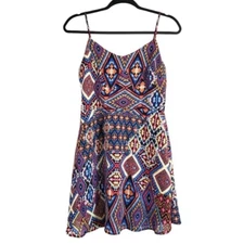 Love Fire Womens Mini Fit & Flare Dress Size M Jrs Sleeveless High Waist Lined