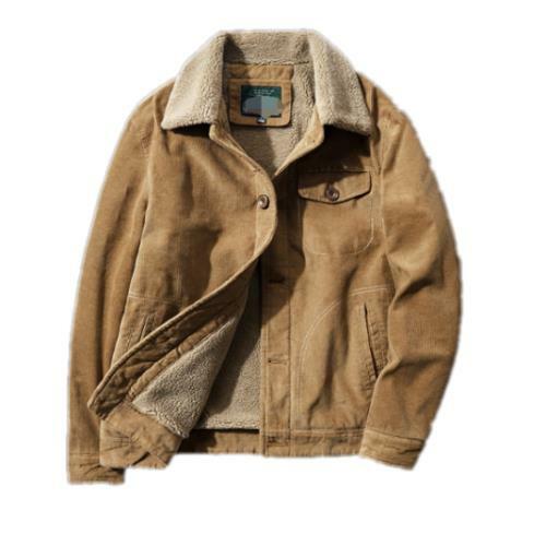 Men Faux Fleece Lining Jacket Coat 