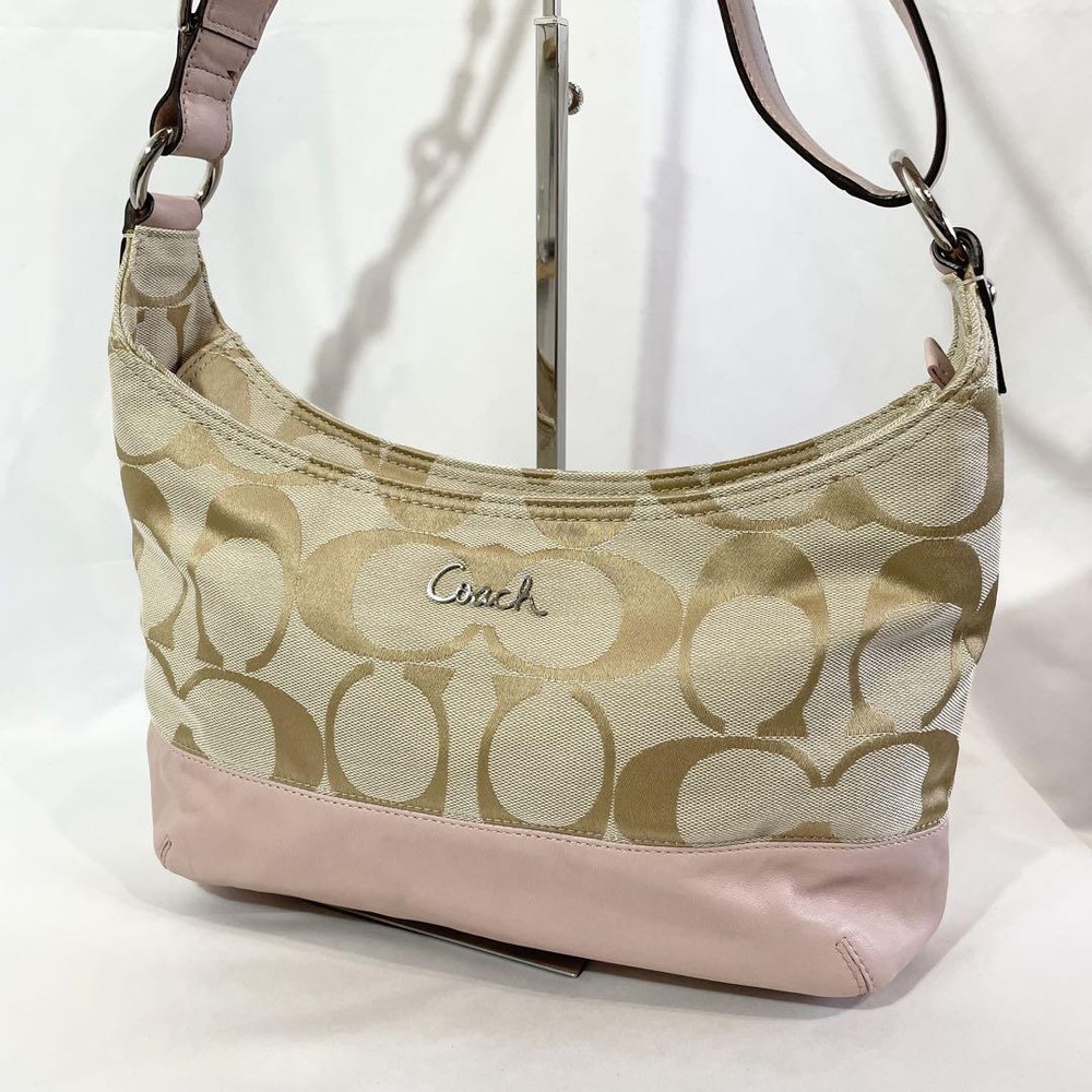 COACH One Shoulder Bag Signature Pink Size H18xW34xD10cm