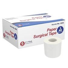 Paper Surgical Tape  2"x10 yds Hypoallergenic Dynarex (6rolls in a box ), 3553