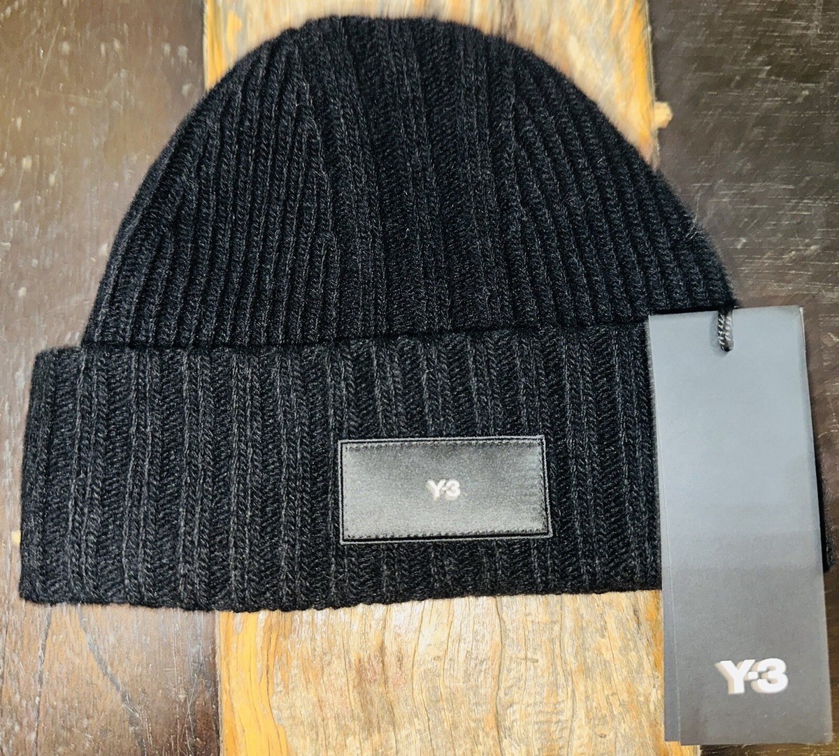 NWT!?? Y-3 Yohji Yamamoto Wool Knit Beanie Hat Black w/ Shiny Y 