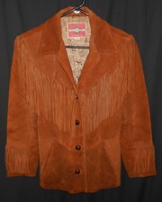 Vintage Fringe Jacket Ms. Pioneer Suede Leather Hippy Biker Western Women's 12