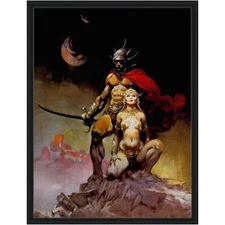 Mountain Lords Fantasy Framed Canvas 24x32 – Frank Frazetta 1981 Warrior Art
