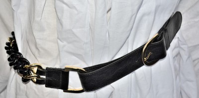 ✨ Luisa Spagnoli Black & Gold Chain Belt/Necklace | Made in Italy ✨ luisa spagnoli belt black leather CHAIN gold FUN VINTAGE  main image 3