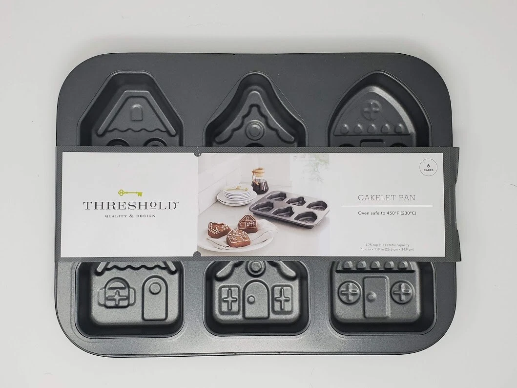 Threshold Metal Gingerbread House Cakelet Pan 13.7"x10.5"x1.25", metal