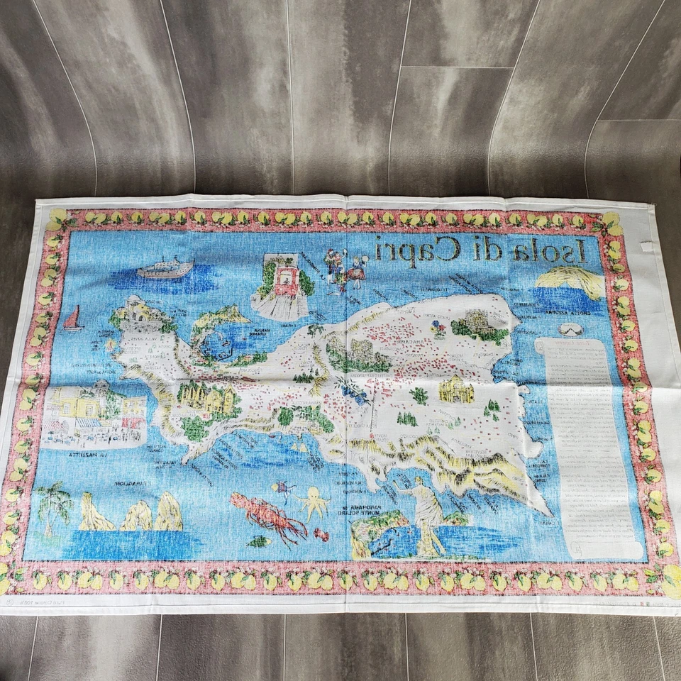 Isola di Capri, mapa topográfico hecho en Italia tapiz 100 % algodón (35" x 22") Foto 2 de 4