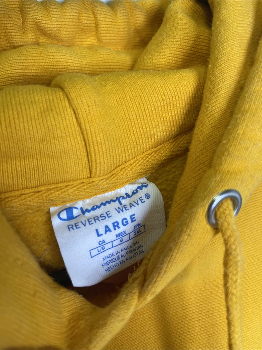 Champion Reverse Weave Hoodie Sweatshirt Yellow Gold Men s Size
