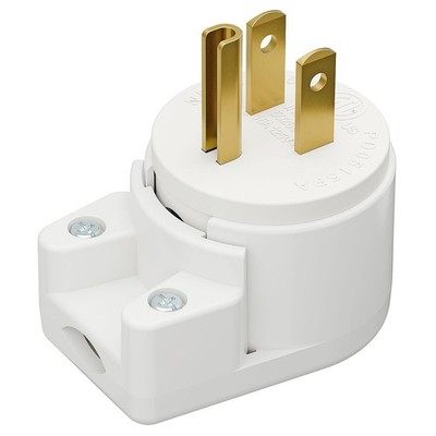Plugrand 12-Direction Adjustable Nema 5-15P Right Angle Plug - 15A, White