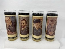 Set of  4 Vintage Tall High Ball Glasses with Different Van Gogh Paintings