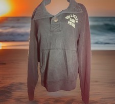 Hollister VTG Button Collared Sweatshirt Navy Chest Logo Women s L / Mens M