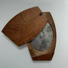 antique mirror folding travel Civil War wood case INSCRIBED original mid 1800