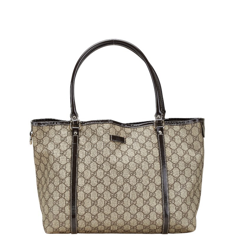 GUCCI GG Supreme Tote Bag in Leather and PVC with Shoulder Strap