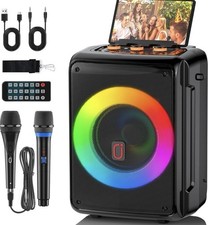 Karaoke Machine with 2 Microphones, Portable Bluetooth 5.3 Karaoke Speaker