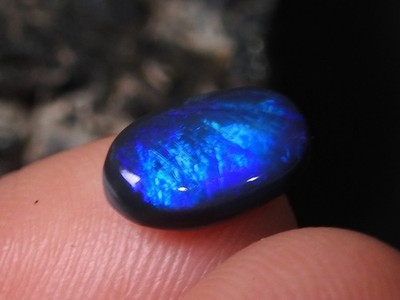 Lightning Ridge Crystal Black Opal Cabochon, Natural Multi Fire Oval Shape