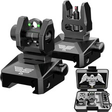 Fiber Optic Iron Sights for Picatinny Rail  Flip up Front and Rear Backup Sight