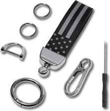 Car Key Chain, Leather Cars Keychains for Men, American Usa Flag Key Chains with