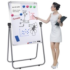 Dry Erase Board with Stand, Double Sided Magnetic Whiteboard, 24 x 36 Portabl...