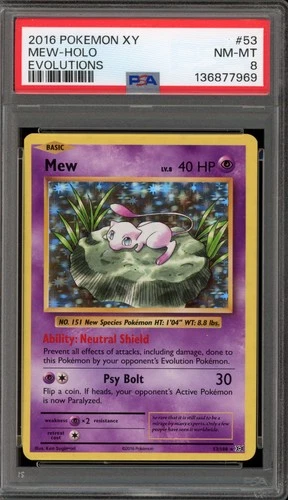 Pokemon Mew XY Evolutions Holo Rare #53 PSA 8