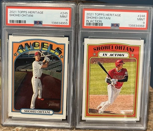 2021 Topps Heritage Lot Of 2 Shohei Ohtani Cards #245 & 246 Both PSA 9 Mint