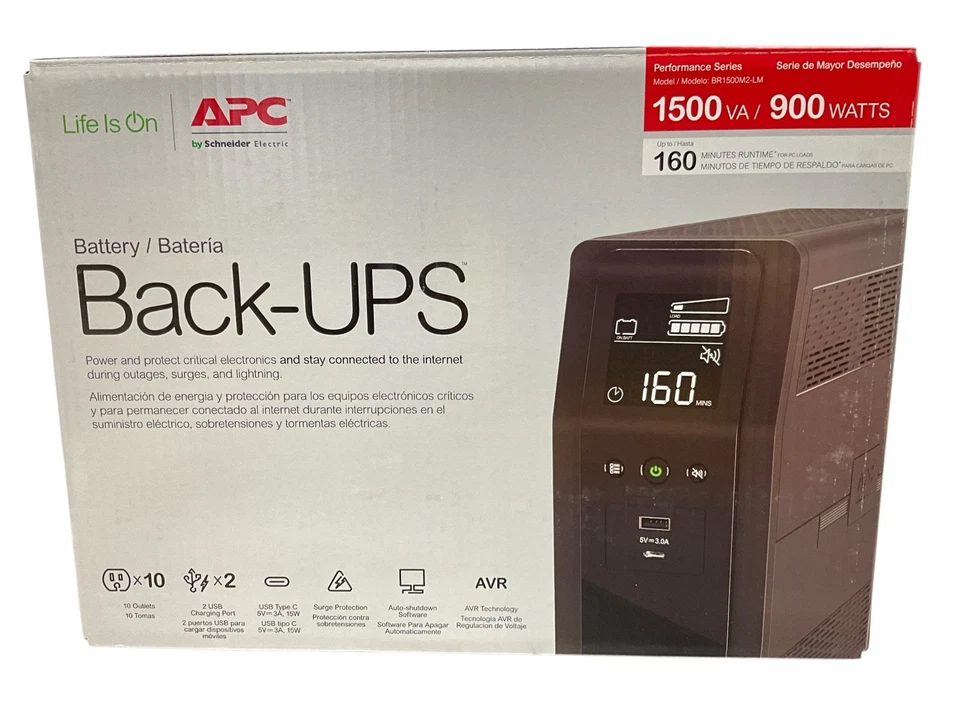 APC Battery-Bachup Back UPS AC 120 V 900 Watt 1500 VA BR1500M2-LM - Image 4 of 4