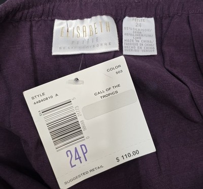 Elisabeth Liz Claiborne Career Office Silk Linen Skirt Purple