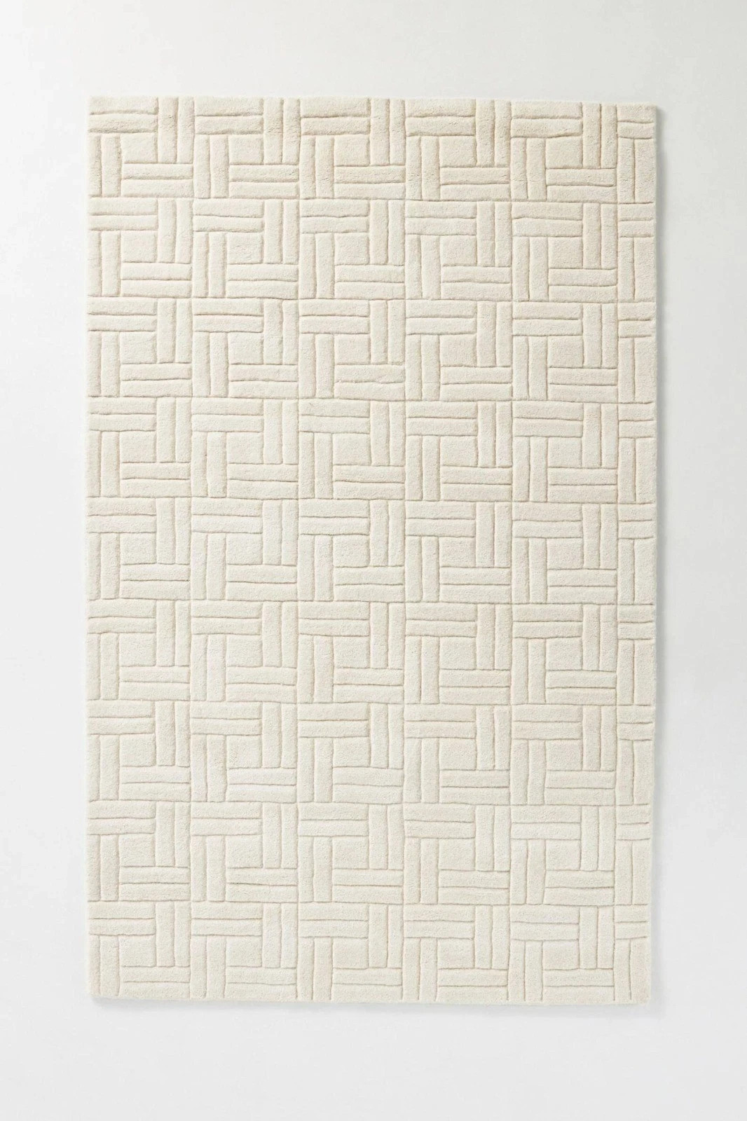 Hand Tufted 100% Wool Rug Color Ivory Geometric Handmade Design Carpet Rug