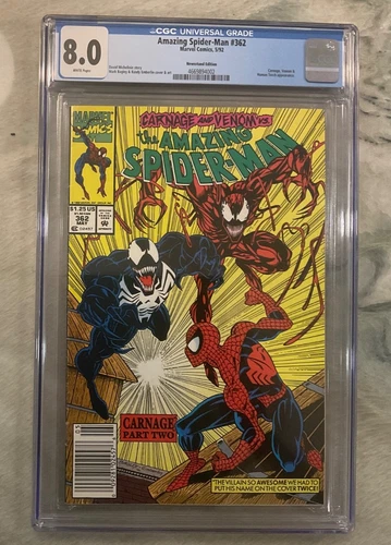 Amazing Spider-Man #362 CGC 8.0 Carnage Appearance Marvel Newsstand No Reserve