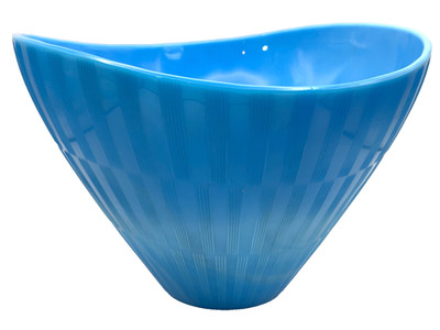 Vintage Swedish MCM Gullaskruf Blue Bowl Vase Lennart Andersson Raymor Sweden