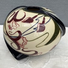 Moorcoft Black Ryden 'Salsa Swing' Footed Globe Vase By Sian Leeper 2003 12cm