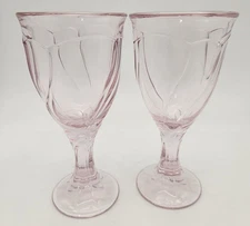 2 Vintage Noritake Japan Sweet Swirl Pink Iced Tea Water Wine Glass Goblet 6.75"